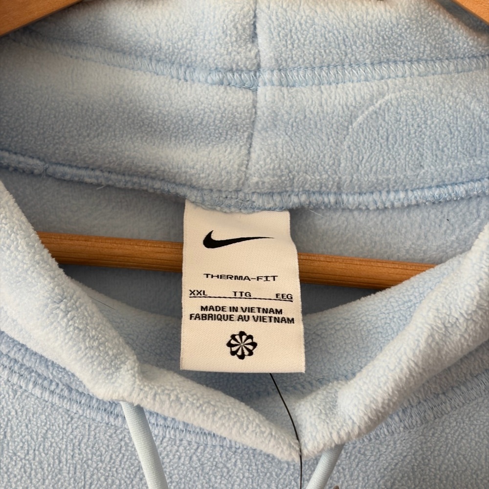 NWT Nike Therma-FIT Plush Fleece Hoodie - Light Blue - XXL Oversized - Picture 3 of 8